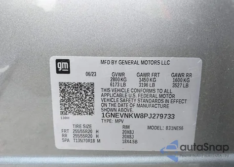 2023 Chevrolet Traverse Awd High Country from USA, damaged, VIN 1GNEVNKW8PJ279733